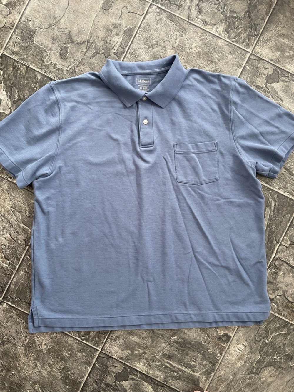 L.L. BEAN Dusty Blue Men’s Preppy Casual Coastal Polo Shirt with Chest Pocket